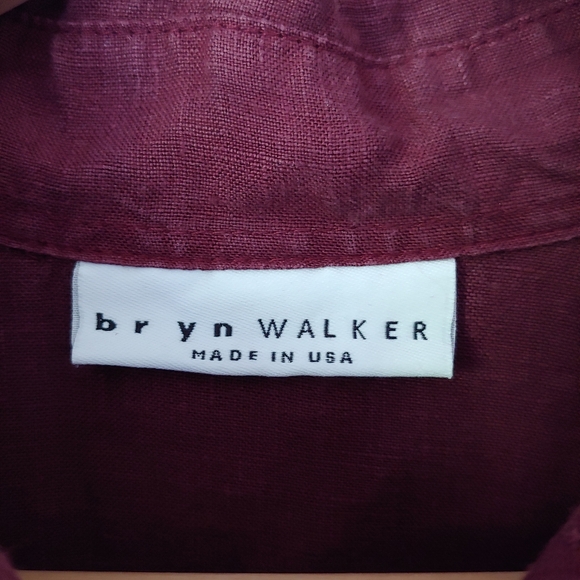 Bryn Walker Linen Button Down Shirt Burgundy Size X-Small - Picture 12 of 16